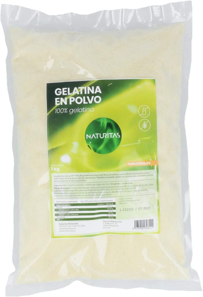 Gelatina Neutra en Polvo 1 kg Naturitas Essentials | Ideal para postres | Alto contenido proteico | Repostería
